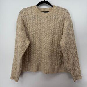 Mango Womens Beige Cable Knit Sweater